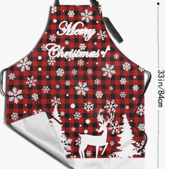 MERRY CHRISTMAS BUFFALO PLAID APRON - Picture 4 of 12